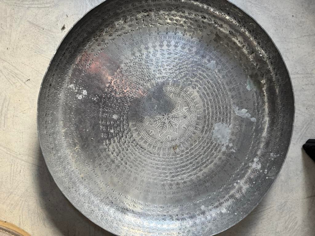 Grote zilveren schaal, Huis en Inrichting, Woonaccessoires | Dienbladen, Zo goed als nieuw, Metaal, Rond, Ophalen
