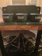 Vintage Emaille Rek met Potjes voor Zand, Zeep, Soda, Ophalen of Verzenden