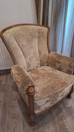 Vintage fauteuil met houten frame, Huis en Inrichting, Fauteuils, Ophalen, Gebruikt, Vintage, 75 tot 100 cm