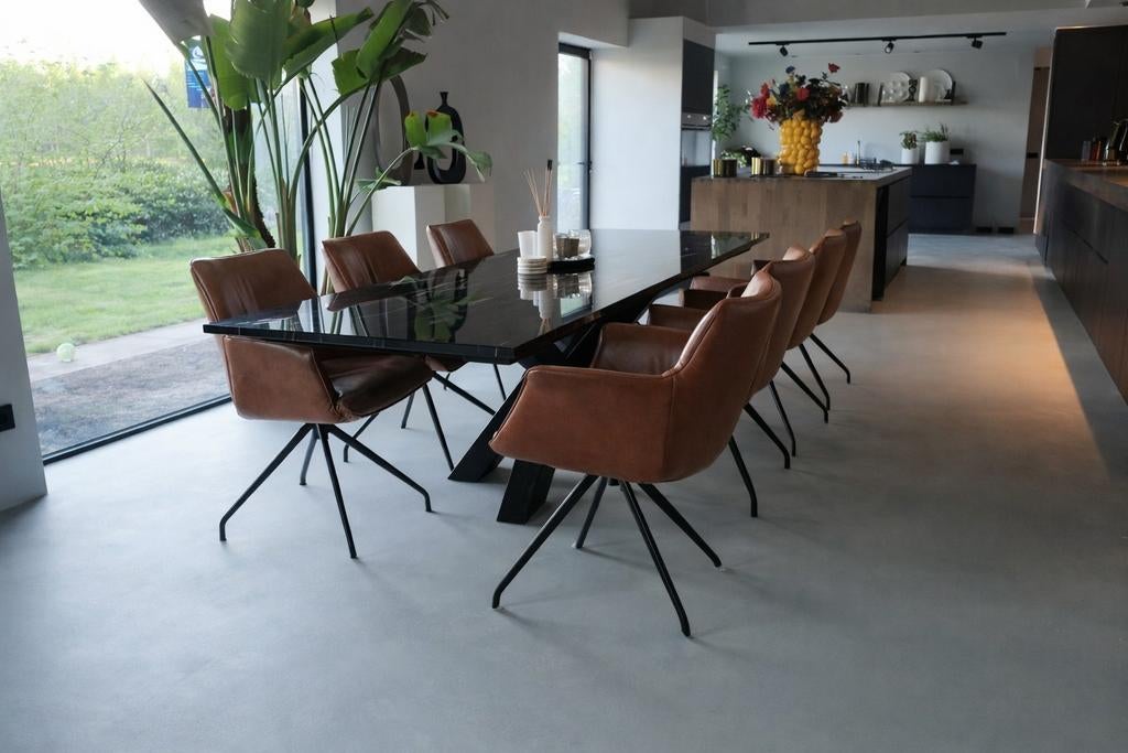3 Luxe Lederen Draaibare Eetkamerstoelen - Bruin, Ophalen