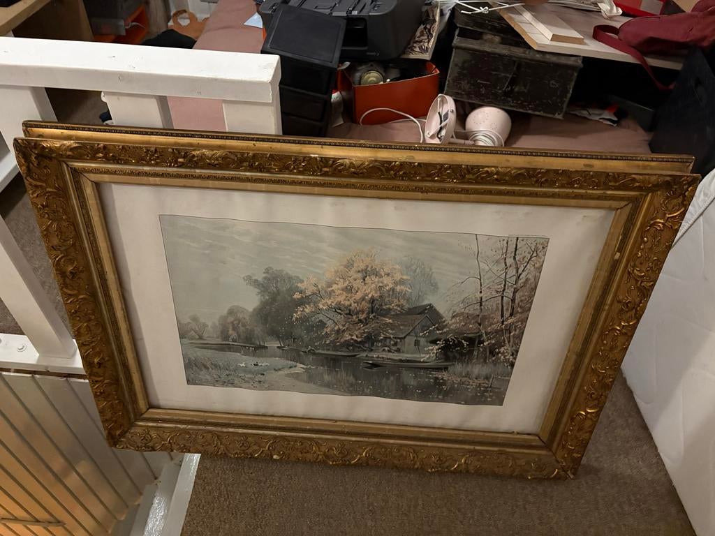 Mooie grote antieke lijst met schilderij, Antiek en Kunst, Kunst | Schilderijen | Klassiek, Ophalen