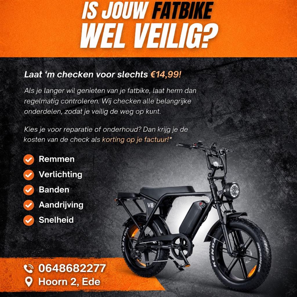 Fatbike V8 v20 pro e bike service, Ophalen of Verzenden