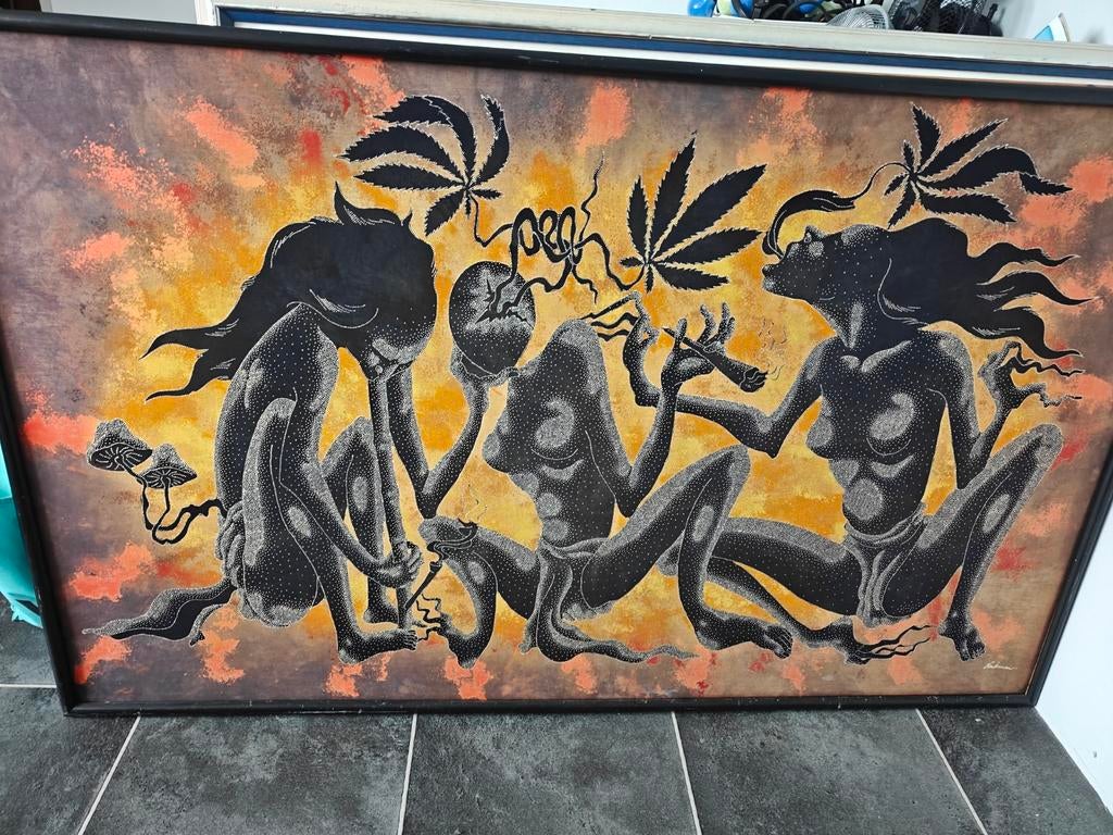 Schilderij - Balinese stijl kunstwerk, Ophalen