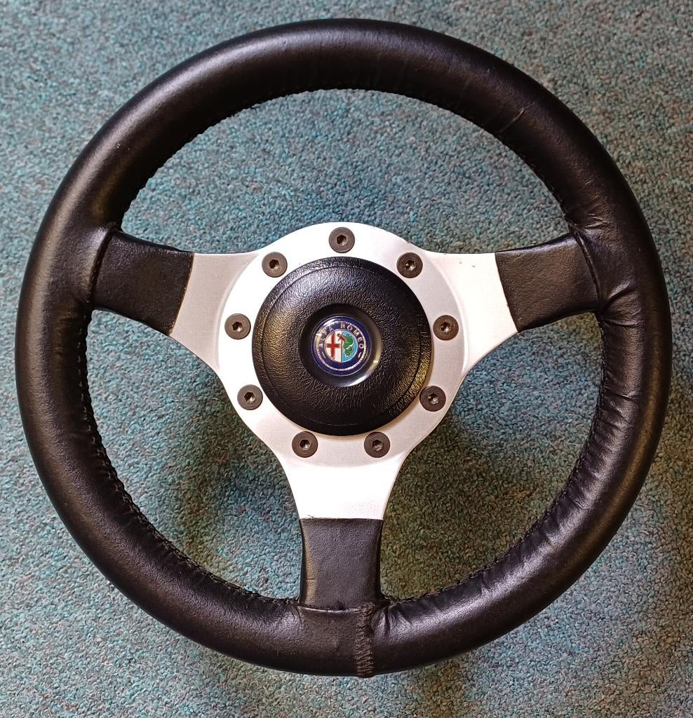 Klassiek lederen sportstuur Alfa Romeo 295mm vintage race, Auto-onderdelen, Besturing, Ophalen of Verzenden, Gebruikt, Alfa Romeo
