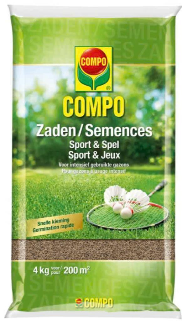 Compo graszaad 4kg voor 200m² - sport & spel, Tuin en Terras, Gras en Kunstgras, Nieuw, Minder dan 10 m², Verzenden