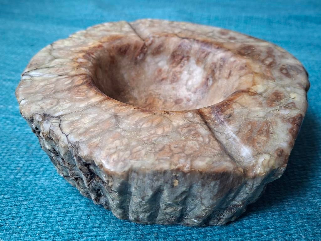 Vintage alabaster Asbak, Ophalen, Gebruikt, Rond, Steen of Aardewerk