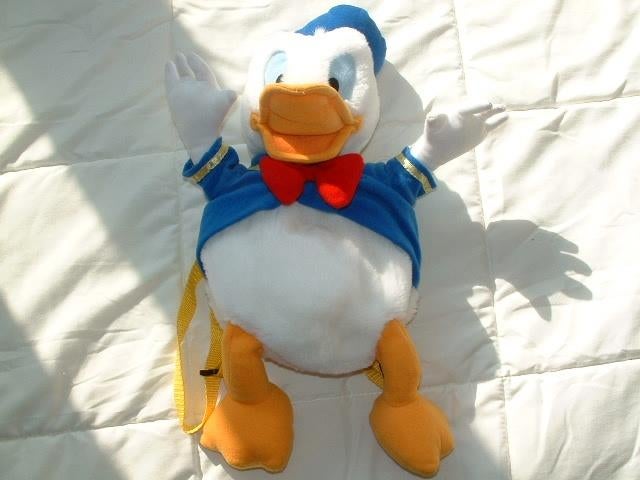 DISNEY EEND DONALD DUCK RUGTAS VELOURS WIT MET, Ophalen of Verzenden, Nieuw, Overige typen