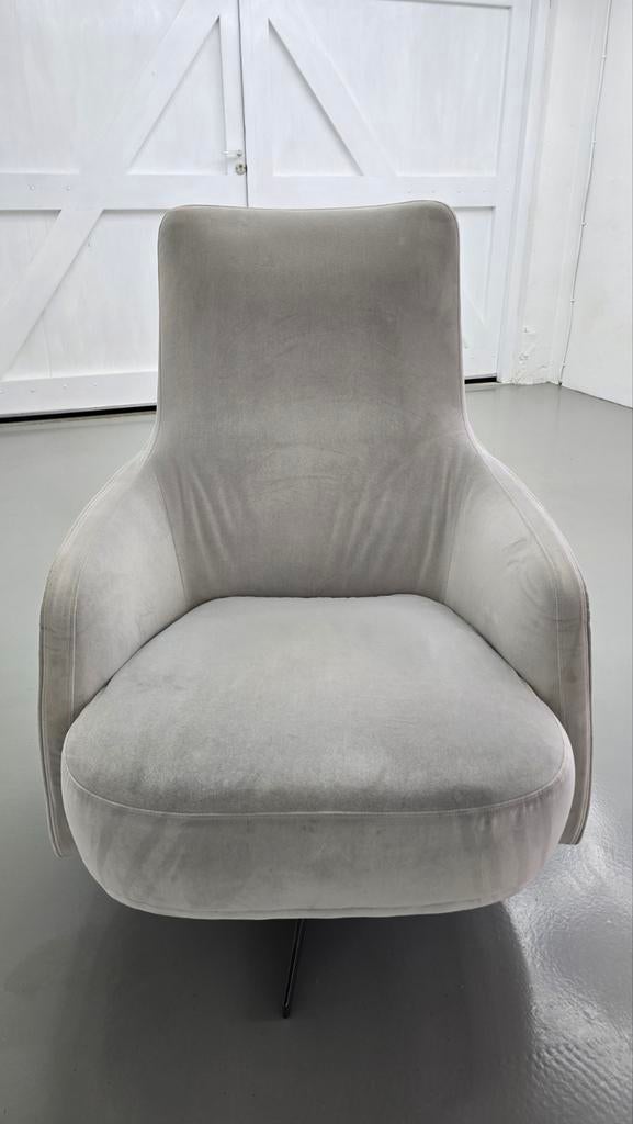 Fauteuil Candy Plus, lichtgrijs, zwart metalen draaipoot, Huis en Inrichting, Stoelen, Ophalen, Zo goed als nieuw, Eén, Stof