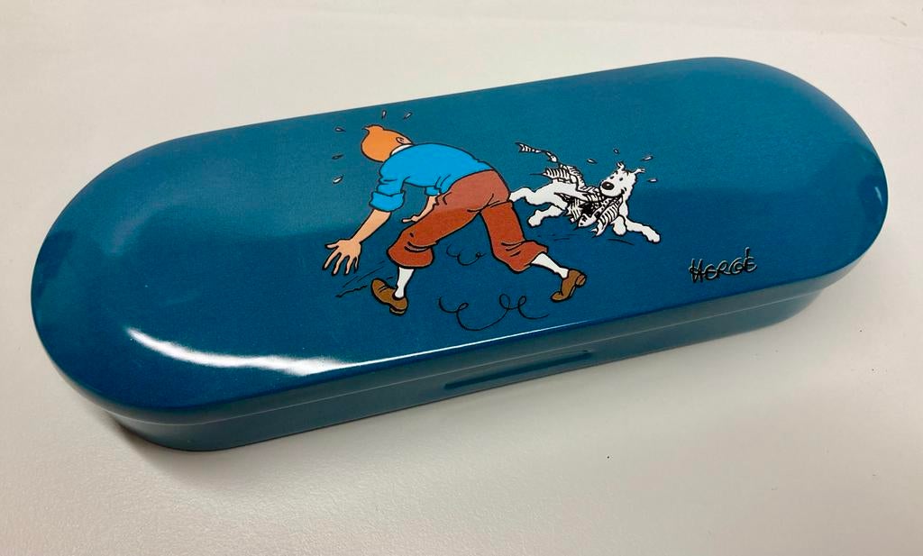 Kuifje/ Tintin; pennenblik “petrol” (3-delig) 2005, Ophalen of Verzenden, Kuifje, Zo goed als nieuw, Beeldje of Figuurtje