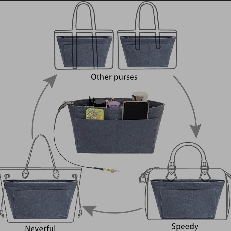 Vilten Handtas Organizer Insert met sleutelhanghanger, Ophalen of Verzenden, Nieuw, Grijs, Overige typen