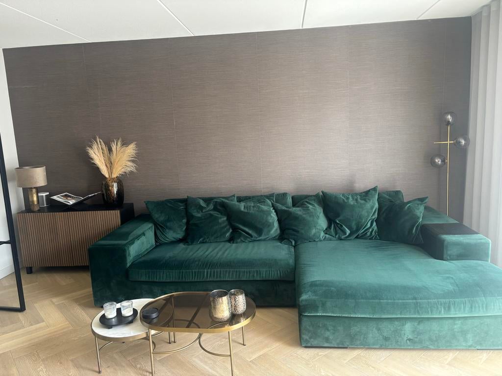 Decor (Overtoom) bank - Groene hoekbank, Ophalen, Hoekbank, 300 cm of meer, Zo goed als nieuw