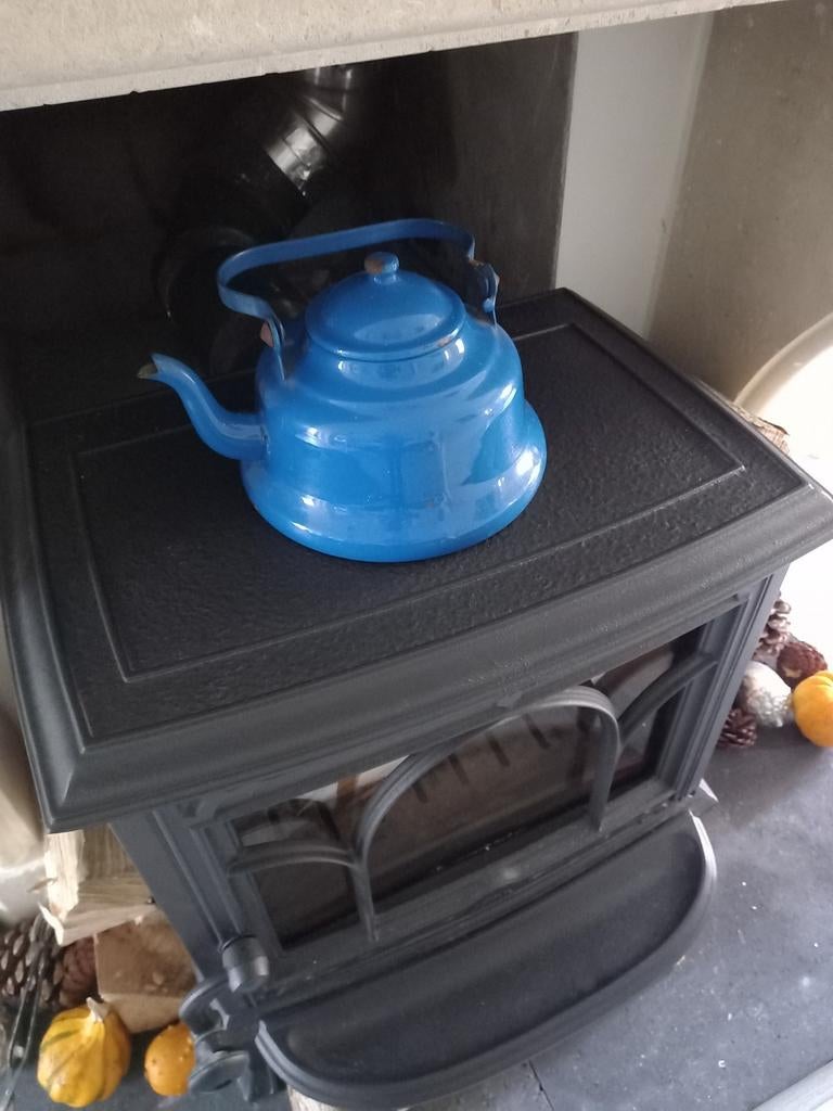 Emaille waterketel/koffiepot/petrol blue, Ophalen of Verzenden