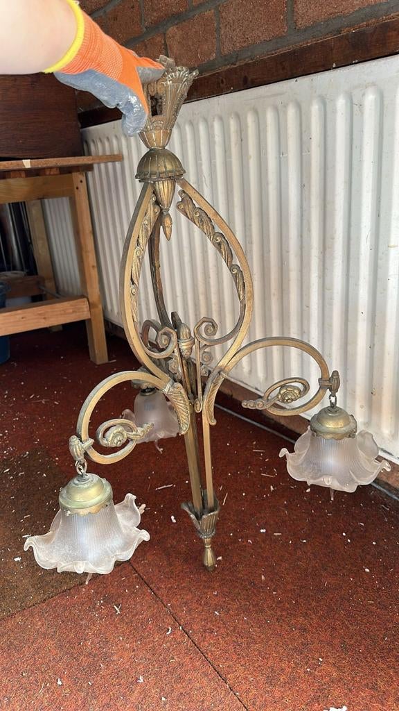 Antieke Plafondlamp, Antiek en Kunst, Antiek | Kandelaars, Ophalen, Overige materialen