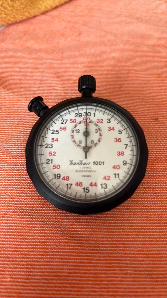 Hanhart 1001 vintage stopwatch, Ophalen of Verzenden, Staal, Overige merken, 1930 tot 1960