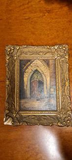 Schilderij kerkpoort – Piet van Beek – olieverf - sierlijst, Ophalen of Verzenden