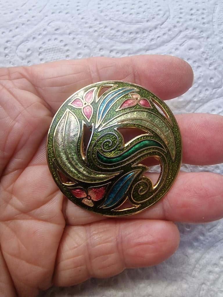 Vintage broches Oa cloisonne, Ophalen of Verzenden, Goud, Overige materialen