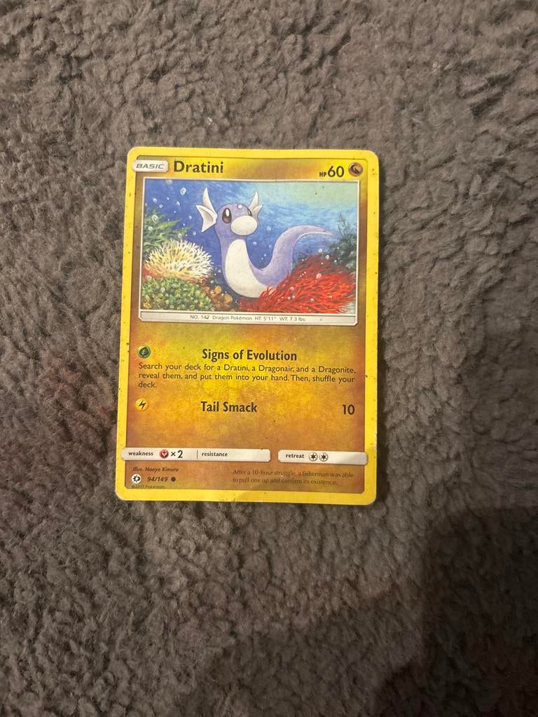 Dratini Pokémon Kaart 2017 - Sun & Moon Base Set 94/149, Ophalen of Verzenden, Gebruikt, Losse kaart