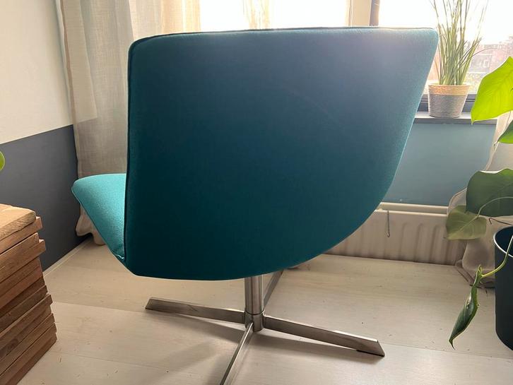 Moderne draaibare stoel - groenblauw, Huis en Inrichting, Stoelen, Zo goed als nieuw, Eén, Stof, Overige kleuren, Ophalen
