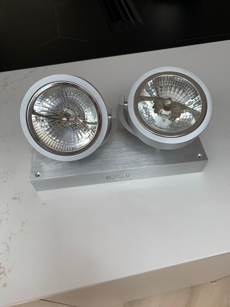 Moderne dubbele spotlamp, aluminium, Huis en Inrichting, Ophalen of Verzenden, Zo goed als nieuw, Metaal