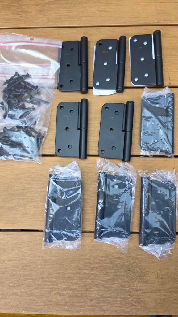 3x set zwarte scharnieren voor stompe deur, Ophalen of Verzenden