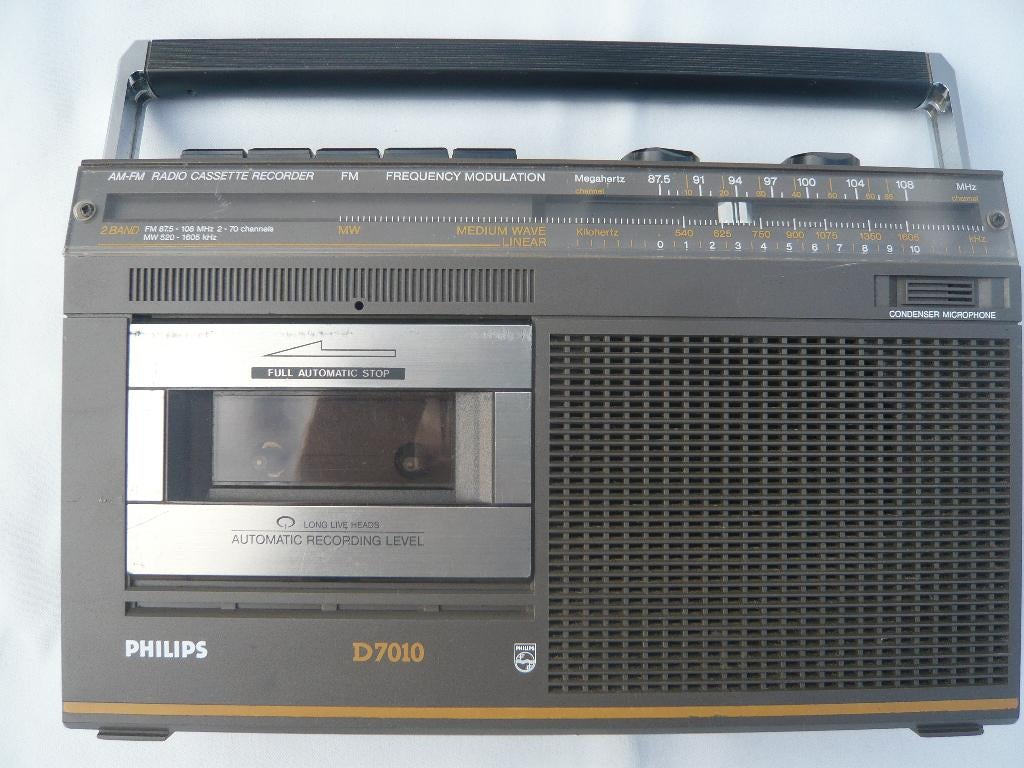 Vintage audio Philips D7010 radio cassette recorder, Audio, Tv en Foto, Radio's, Gebruikt, Overige typen, Ophalen of Verzenden