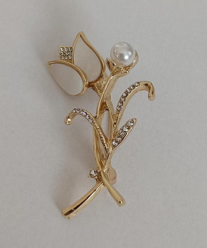 Tulp broche, Sieraden, Tassen en Uiterlijk, Broches, Nieuw, Overige materialen, Overige kleuren, 4 tot 7 cm, Met strass, Ophalen of Verzenden