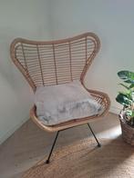 Polyrotan fauteuil naturel incl kussen, Ophalen, Zo goed als nieuw, 75 tot 100 cm, Riet of Rotan