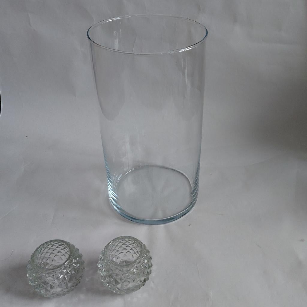 Simpele Grote Glazen Vaas, Overige kleuren, Ophalen of Verzenden, Minder dan 50 cm, Glas