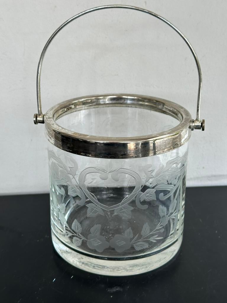 Antiek gegraveerd glas Ijsemmer Wijnkoeler, Ophalen of Verzenden