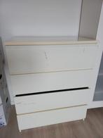 Witte ladekast met 4 lades, Ophalen, Gebruikt, 50 tot 100 cm, 3 of 4 laden