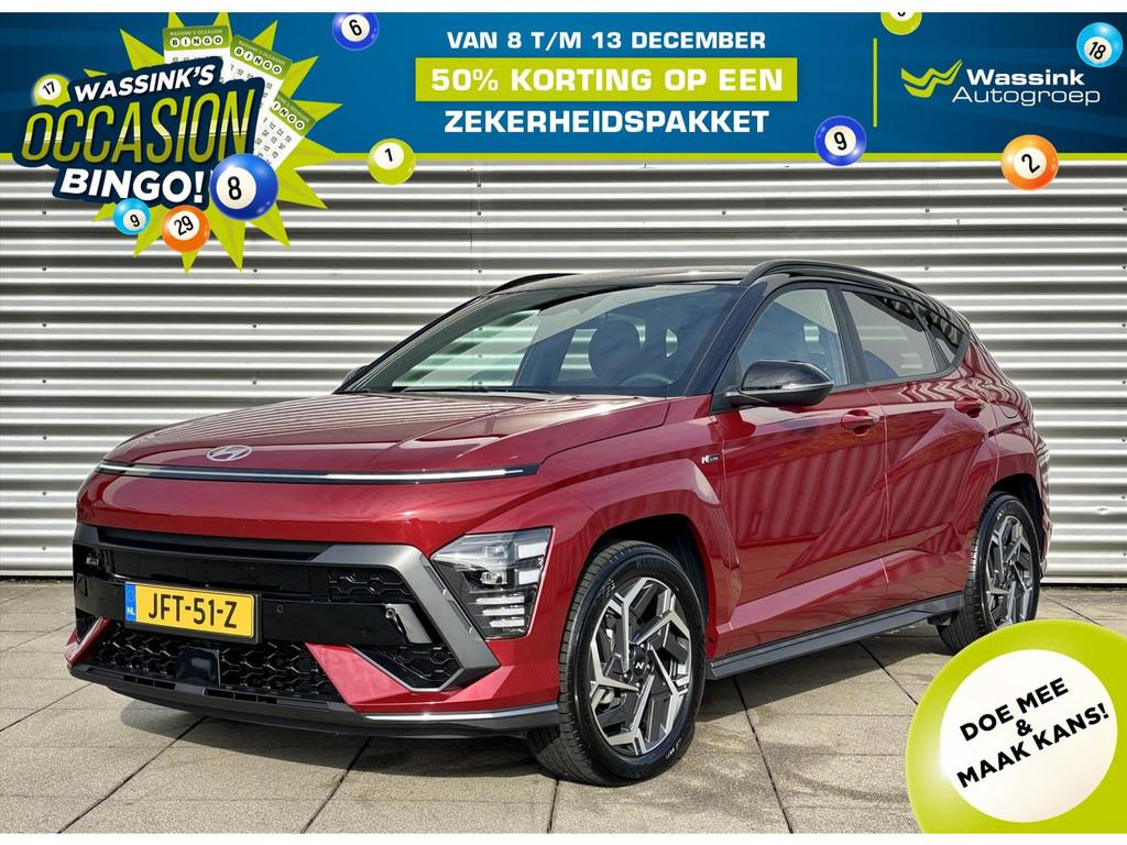 Hyundai KONA 1.6 GDI HEV 141pk DCT Automaat N-Line Two-Tone, Auto's, Automaat, Stof, Gebruikt, Parkeersensor