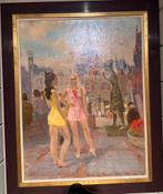 Grote Harry Maas, 70 x 90, dames i Nijmegen olieverf op doek, Ophalen of Verzenden