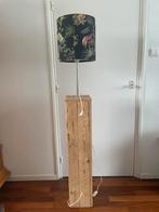 Steigerhouten lamp met dierenprint lampenkap, Ophalen, Zo goed als nieuw, Hout, 100 tot 150 cm