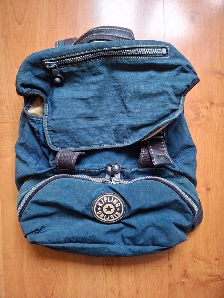 Kipling rugtas/laptop tas groot blauw, Kipling, 25 tot 40 cm, Ophalen of Verzenden, Zo goed als nieuw