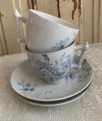 2x Antieke porseleinen kop en schotel / Mosa / Decor 268, Ophalen of Verzenden