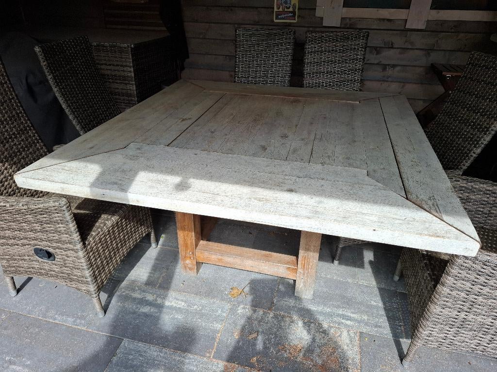Tuintafel teakhout, Tuin en Terras, Tuintafels, Ophalen, Gebruikt, Vierkant, Teakhout