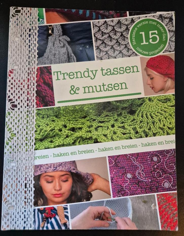 Trendy tassen & mutsen haken en breien, Hobby en Vrije tijd, Breien en Haken, Zo goed als nieuw, Breien of Haken, Patroon of Boek
