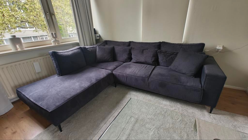 Moderne Antraciet Hoekbank met bon., Huis en Inrichting, Banken | Bankstellen, 250 tot 300 cm, Hoekbank, Ophalen of Verzenden