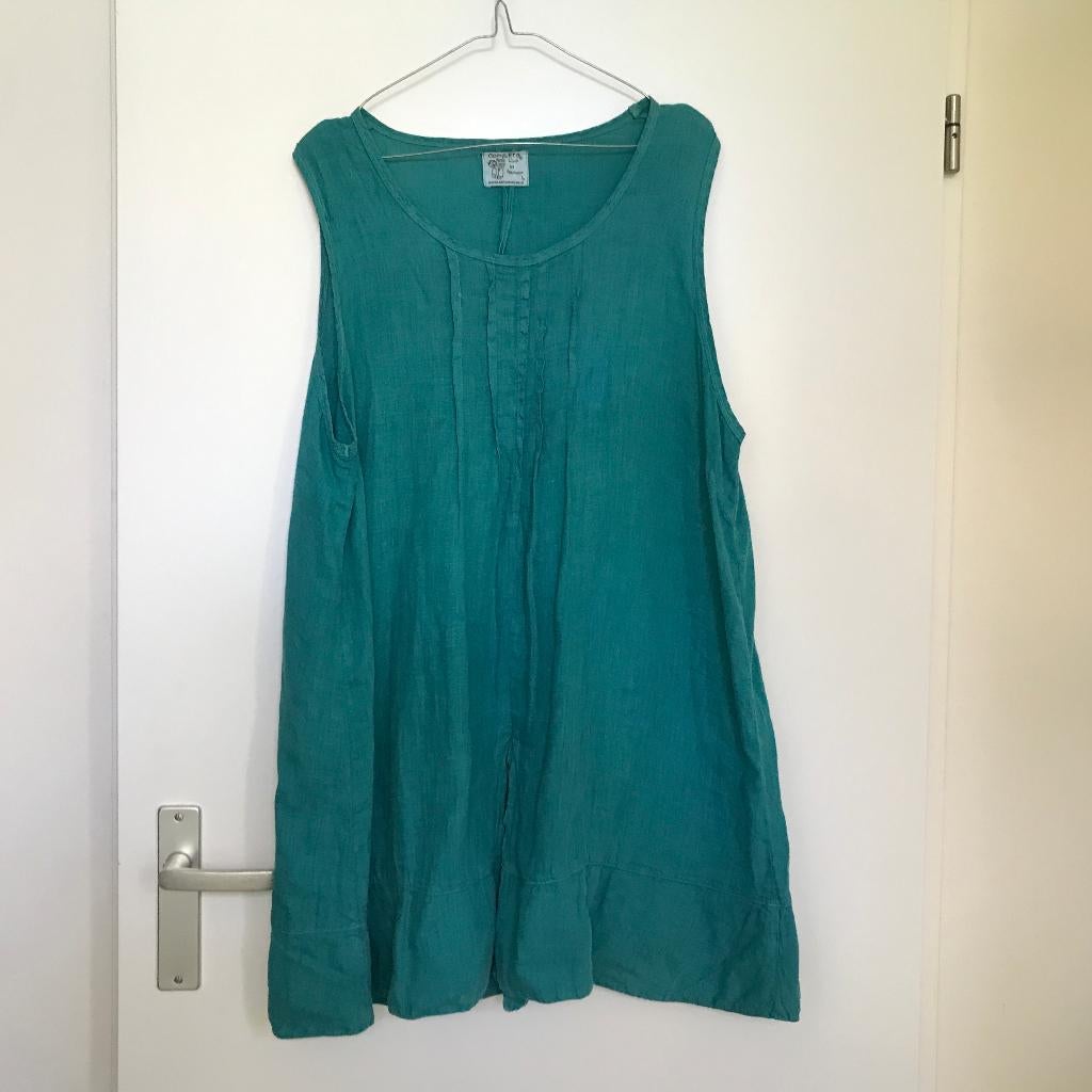 Linnen blouse van Completo by arthurio lino turquoise L, Verzenden, Zo goed als nieuw, Blauw
