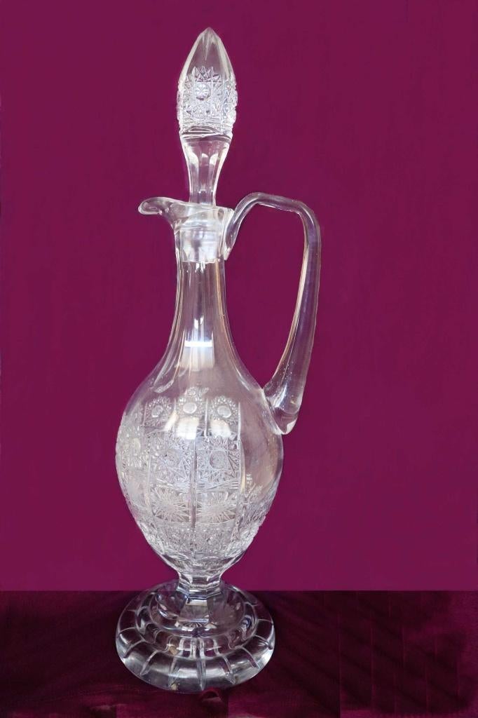 Tsjechisch Bohemian kristal met de hand geslepen karaf, Antiek en Kunst, Antiek | Glas en Kristal, Ophalen of Verzenden