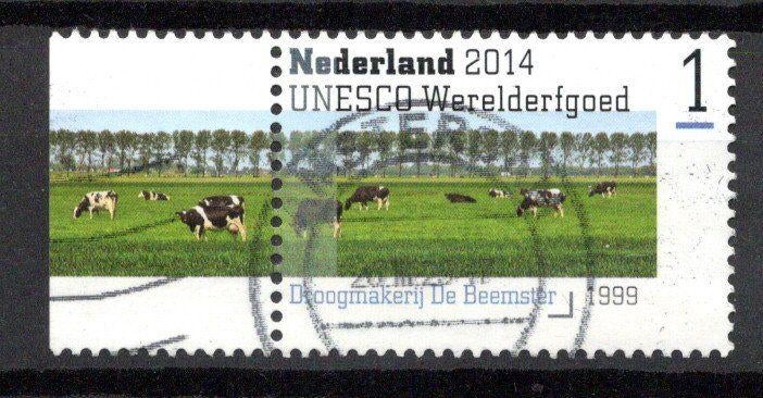 gestempelde zegel. Jaar 2014: Unesco met tab, Ophalen of Verzenden, Na 1940, Gestempeld