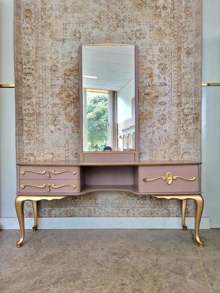 Vintage kaptafel in roze en goud, Ophalen, Donyavimin@gmail.com, Eenpersoons, Zo goed als nieuw
