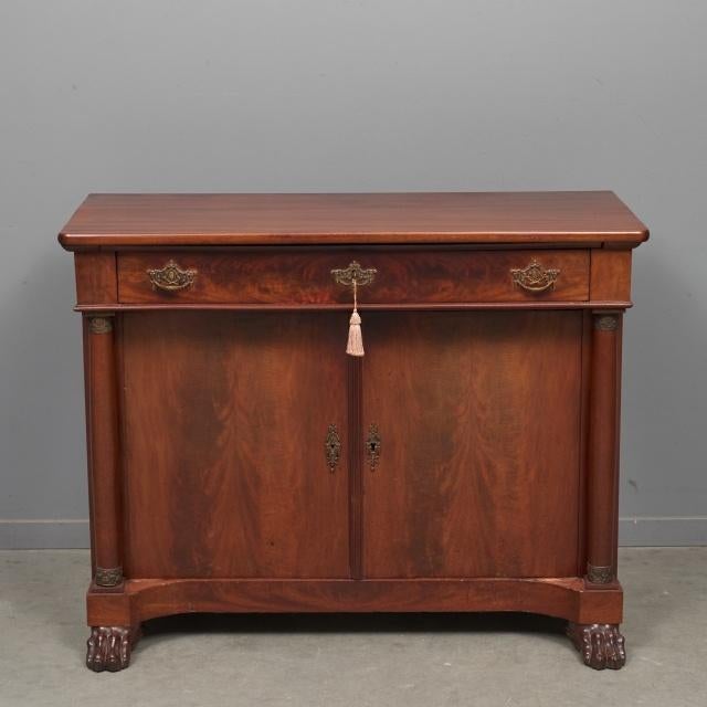 Mahonie (penant) kast met uittrekbaar blad, Ophalen, Gebruikt, 100 tot 150 cm, Minder dan 100 cm