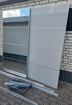 Schuifdeuren voor kledingkast - spiegel en grijs paneel, Ophalen, Gebruikt, 50 tot 100 cm, Glas