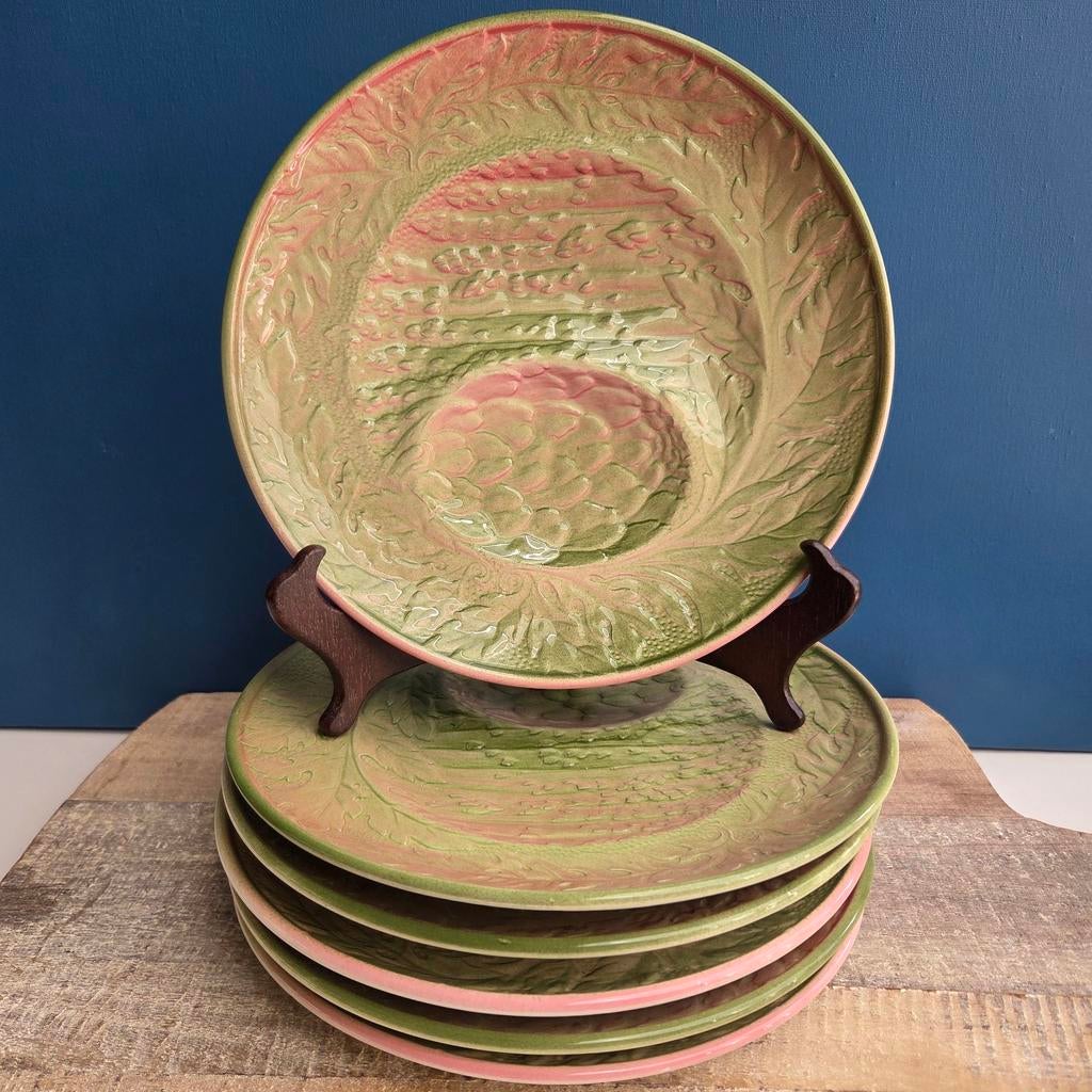 Gien Frankrijk originele antieke Franse aspergeborden, Ophalen of Verzenden