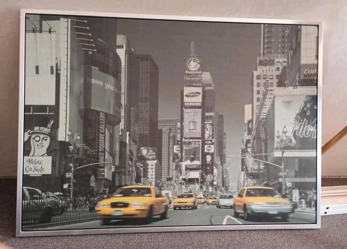 Times Square New York schilderij met gele taxi's, Ophalen, 125 cm of meer, 75 cm of meer