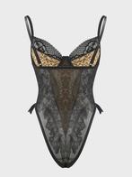 Vintage sexy kanten luipaardpatroon bodysuit, Ophalen of Verzenden, Zwart, Body of Korset