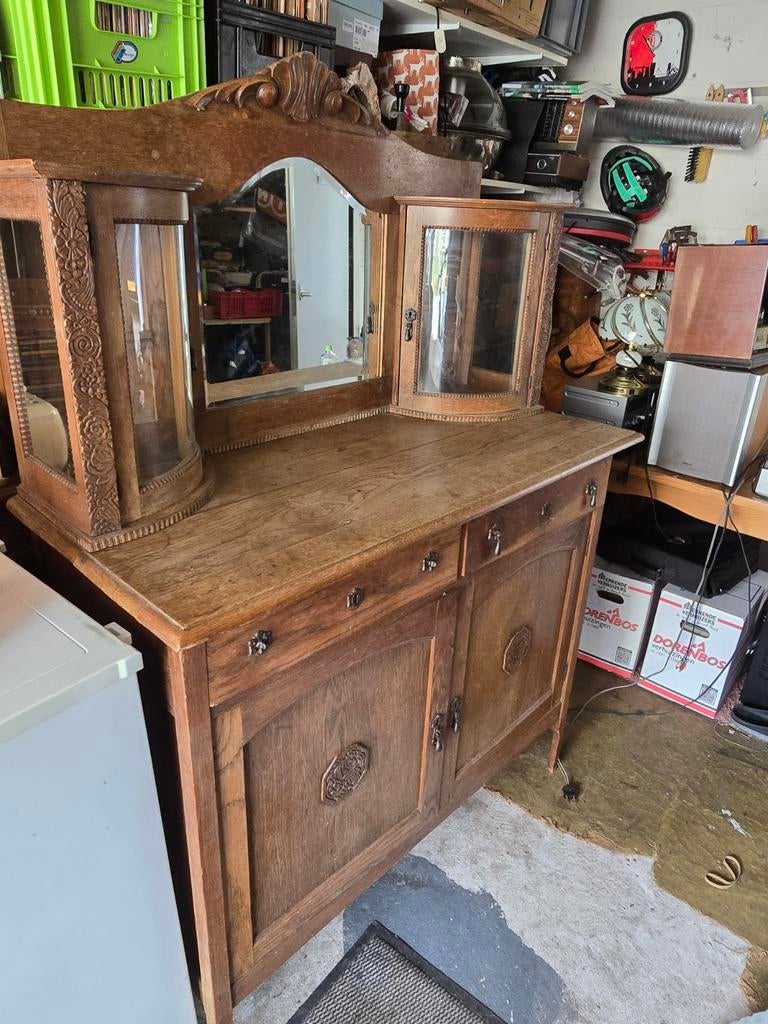 Vintage dressoir met vitrine en spiegel, Ophalen