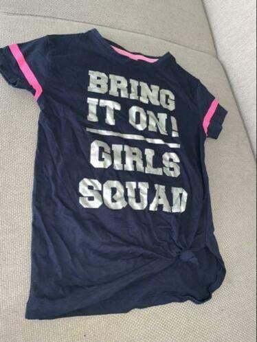 Shirt tshirt zgan 134 140 blauw roze zilver, Verzenden, Zo goed als nieuw, Meisje, Shirt of Longsleeve