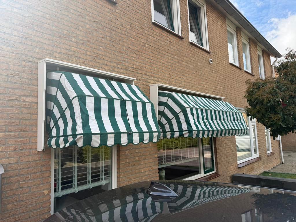 Markiezen set 130 cm + 264 cm breed – nette staat, Ophalen, Zo goed als nieuw, Markies, 250 cm tot 450 cm